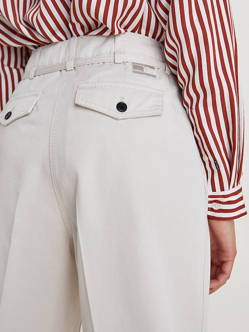 Tommy Hilfiger Wide Leg Chinos Ženske Hlače Bež | TH810QKG