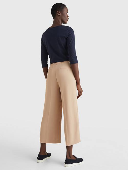 Tommy Hilfiger Wide Leg Cropped Ženske Hlače Bež | TH192EUX