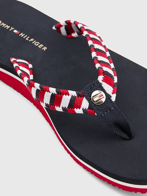 Tommy Hilfiger Woven Webbing Flip-Flops Ženske Sandali Modra | TH032EWA