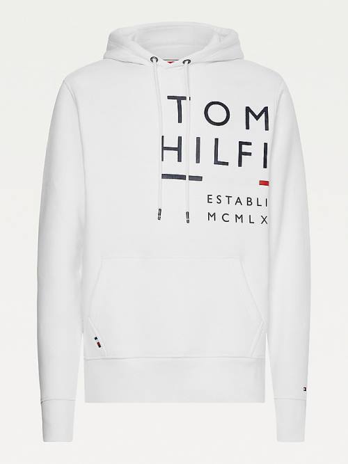 Tommy Hilfiger Wraparound Logo Fleece Moški Pulover s kapuco Bela | TH986KVO