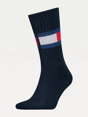 Tommy Hilfiger 1-Pack Colour-Blocked Flag Moški Nogavice Modra | TH876FHC