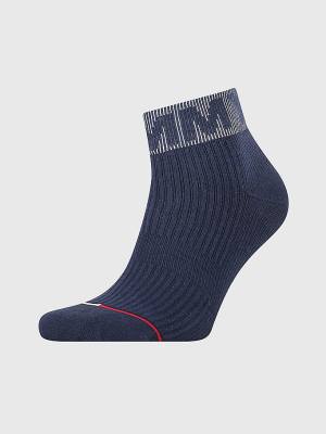 Tommy Hilfiger 1-Pack Logo Cuff Ankle Moški Nogavice Modra | TH165RCW