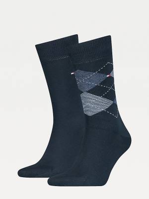 Tommy Hilfiger 2-Pack Argyle Mix Moški Nogavice Modra | TH865GCR