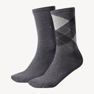 Tommy Hilfiger 2-Pack Diamond Check Ženske Nogavice Siva | TH620UGB