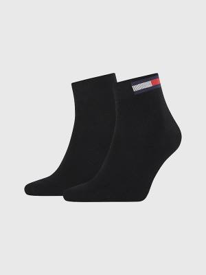 Tommy Hilfiger 2-Pack Flag Ankle Moški Nogavice Črna | TH719RLX