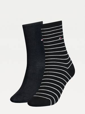 Tommy Hilfiger 2-Pack Slim Stripe Ženske Nogavice Črna | TH305OAX