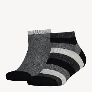 Tommy Hilfiger 2-Pack Stripe Ankle Moški Nogavice Črna | TH687CUF