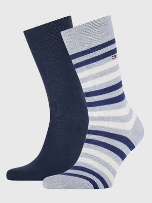 Tommy Hilfiger 2-Pack Stripe Moški Nogavice Modra | TH609RGX