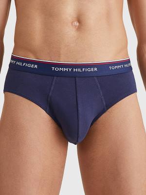 Tommy Hilfiger 3-Pack Cotton Briefs Moški Spodnje Perilo Modra | TH704ONC