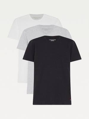 Tommy Hilfiger 3 Pack V-Neck Cotton Moški Pižama Črna | TH683ZNM