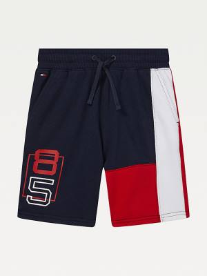 Tommy Hilfiger Adaptive Colour-Blocked Knit Shorts Fantje Hlače Modra | TH974KHW