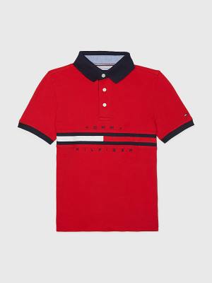 Tommy Hilfiger Adaptive Icons Stripe Polo Fantje Majice Rdeča | TH291TER