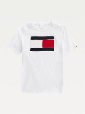 Tommy Hilfiger Adaptive Oversize Flag Logo Fantje Majice Bela | TH390RDJ