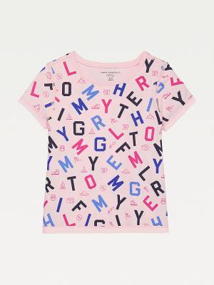 Tommy Hilfiger Adaptive Sensory Alphabet Print Dekleta Majice Roza | TH586LBU