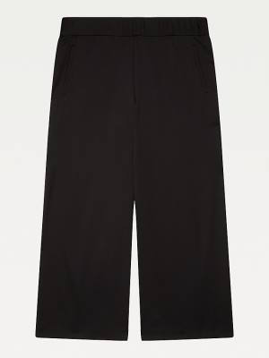 Tommy Hilfiger Adaptive Wide Leg Cropped Trousers Ženske Kavbojke Črna | TH364SJP