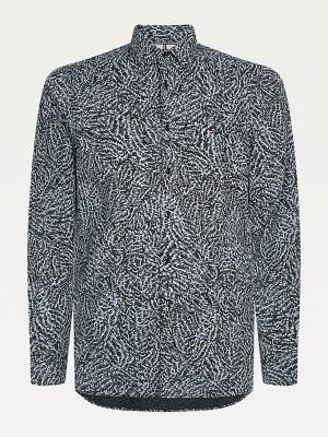 Tommy Hilfiger Animal Print Slim Fit Moški Srajce Črna | TH542NUO