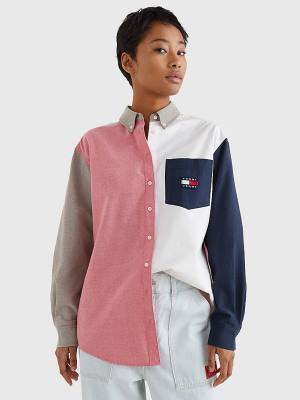 Tommy Hilfiger Archive Colour-Blocked Overshirt Ženske Srajce Modra | TH462UDW