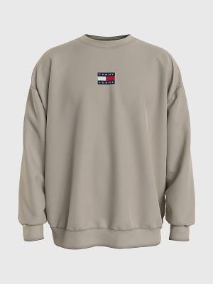 Tommy Hilfiger Badge Crew Neck Moški Pulover Bež | TH234MZJ