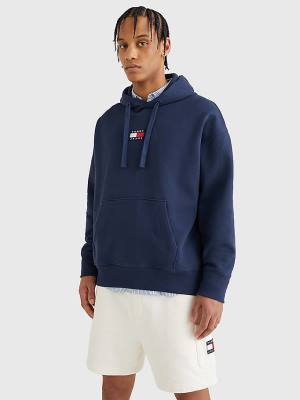 Tommy Hilfiger Badge Organic Cotton Moški Pulover s kapuco Modra | TH267ULG