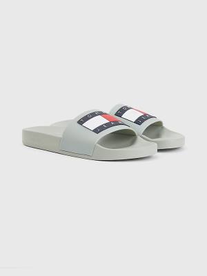 Tommy Hilfiger Badge Pool Slides Moški Sandali Siva | TH643SKF