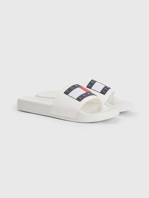 Tommy Hilfiger Badge Slides Ženske Sandali Bela | TH805YMC