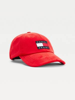 Tommy Hilfiger Badge Velvet Cap Ženske Kapa Rdeča | TH546NIR