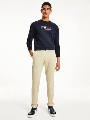 Tommy Hilfiger Bleecker Satin Slim Fit Chinos Moški Hlače Kaki | TH302GPA