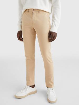 Tommy Hilfiger Bleecker Satin Slim Fit Chinos Moški Hlače Bež | TH341WZX