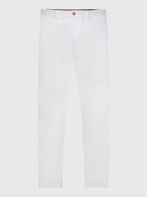 Tommy Hilfiger Bleecker Satin Slim Fit Chinos Moški Hlače Bela | TH639YUH