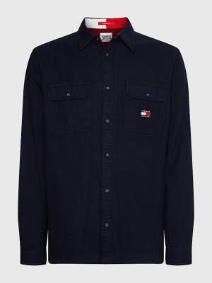 Tommy Hilfiger Brushed Organic Cotton Overshirt Moški Srajce Modra | TH378KCS