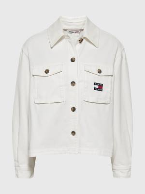 Tommy Hilfiger Button Pocket Utility Overshirt Dekleta Majice Bela | TH127TYP