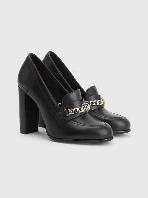 Tommy Hilfiger Chain High Loafers Ženske Visoke Pete Črna | TH396HNK