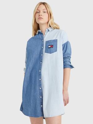 Tommy Hilfiger Chambray Denim Mix Shirt Ženske Obleke Denim | TH764THP