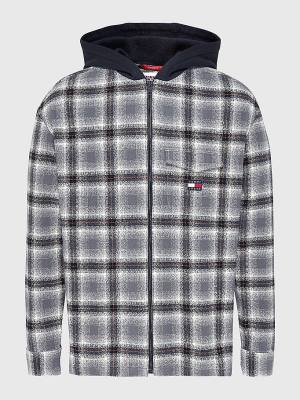 Tommy Hilfiger Check Organic Cotton Hooded Overshirt Moški Srajce Črna | TH492IZU