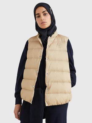 Tommy Hilfiger Chic Down-Filled Vest Ženske Plašč Bež | TH387FXH