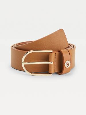 Tommy Hilfiger Classics Monogram Organic Leather Ženske Pas Za Hlače Rjav | TH659HTR