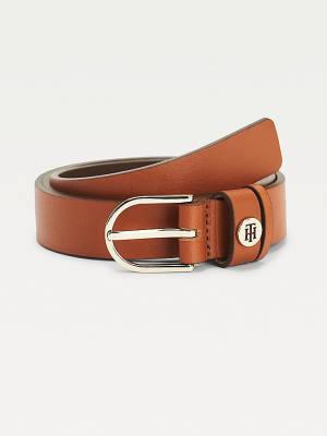 Tommy Hilfiger Classics Slim Organic Leather Ženske Pas Za Hlače Rjav | TH036FLT