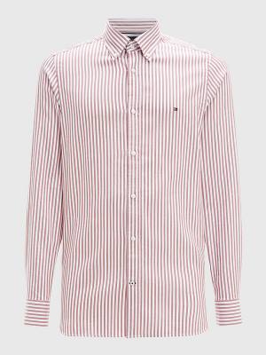 Tommy Hilfiger Classics Stripe Slim Fit Dobby Moški Srajce Rjav | TH329MJH