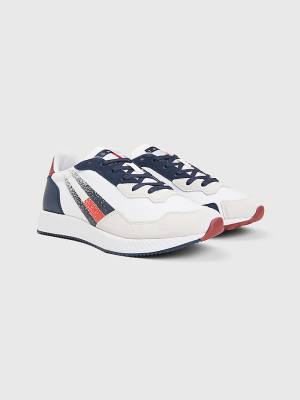 Tommy Hilfiger Cleat Mixed Texture Flag Moški Superge Modra | TH381YML