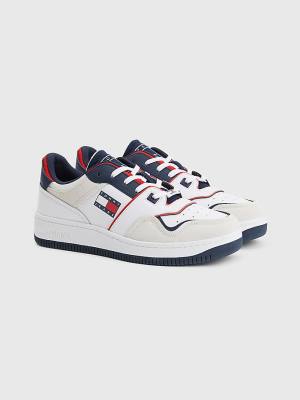 Tommy Hilfiger Colour-Blocked Basket Moški Superge Bela | TH915NBA