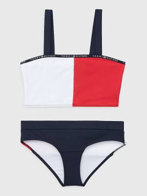 Tommy Hilfiger Colour-Blocked Bikini Bralette Set Dekleta Kopalke Modra | TH731CGK
