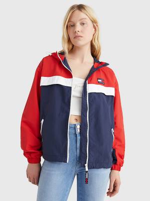 Tommy Hilfiger Colour-Blocked Chicago Windbreaker Ženske Jakne Modra | TH905XYV