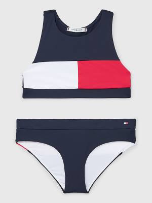 Tommy Hilfiger Colour-Blocked Crop Top Bikini Set Dekleta Kopalke Modra | TH683IAK