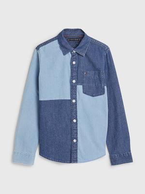 Tommy Hilfiger Colour-Blocked Denim Fantje Srajce Denim | TH381CHM