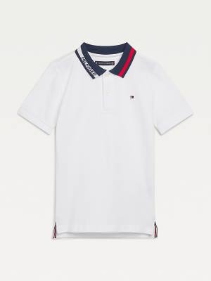 Tommy Hilfiger Colour-Blocked Logo Collar Polo Fantje Majice Bela | TH245MYZ