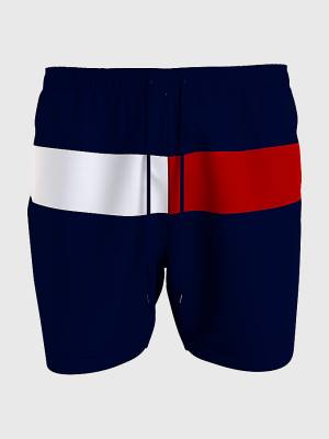 Tommy Hilfiger Colour-Blocked Long Length Shorts Moški Kopalke Modra | TH123RBG