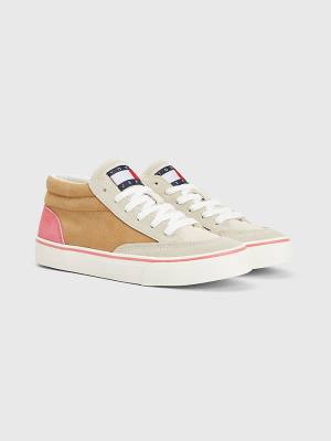 Tommy Hilfiger Colour-Blocked Mid Top Ženske Superge Bež | TH652RXY