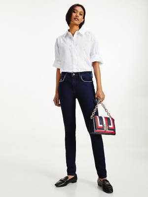 Tommy Hilfiger Como Mid Rise Skinny Monogram Ženske Kavbojke Denim | TH970MKE