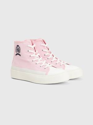 Tommy Hilfiger Crest Canvas High Top Moški Superge Roza | TH285YQG