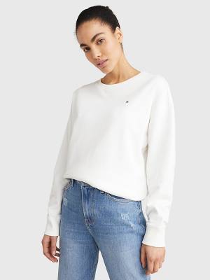 Tommy Hilfiger Crew Neck Relaxed Fit Ženske Pulover Bela | TH069QKI